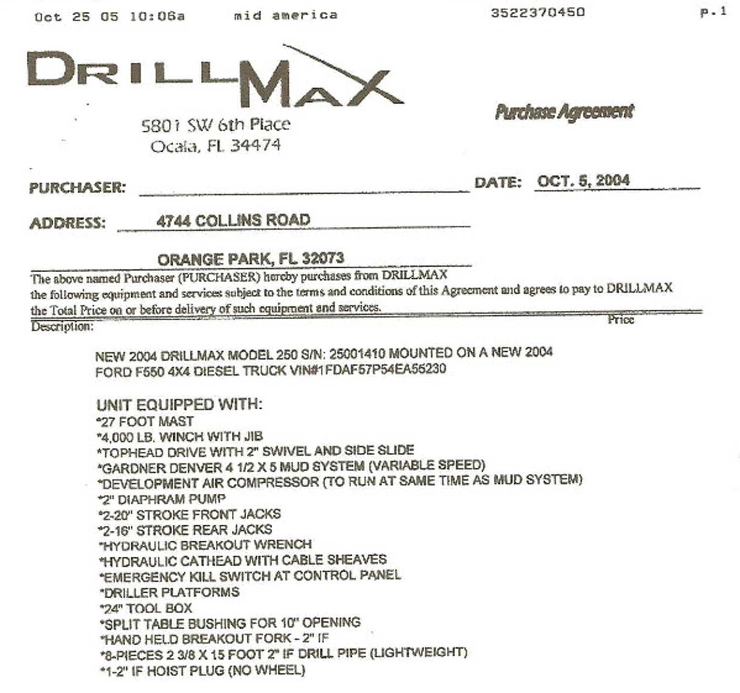 2004 Drillmax 250 Drilling Rig